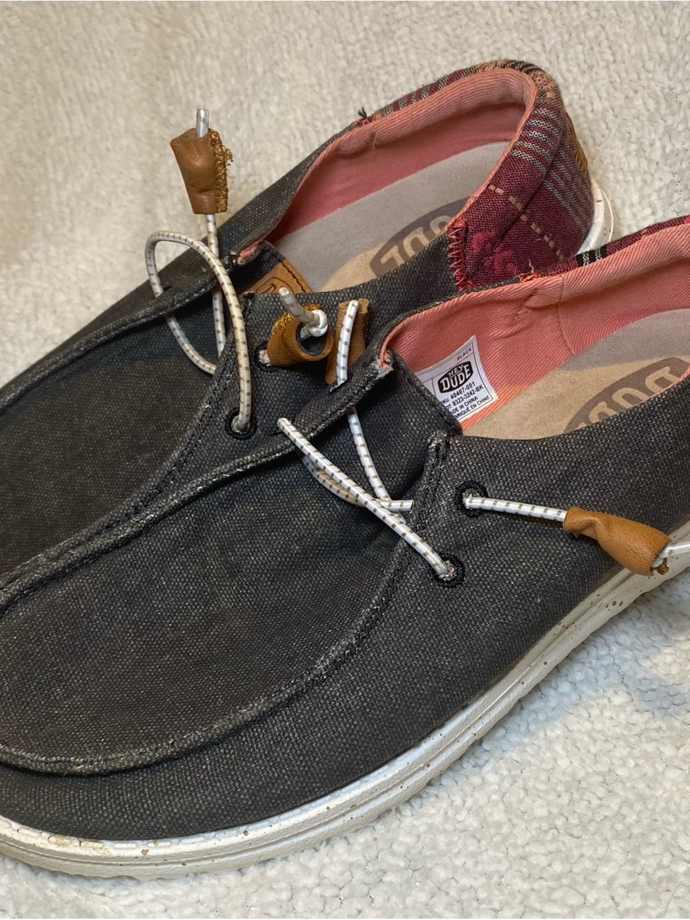 Hey Dude Women's Black Canvas Slip-On Flats size 7